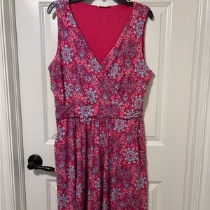 Crescent Floral Pink/Blue Sleeveless Dress  Size XXL